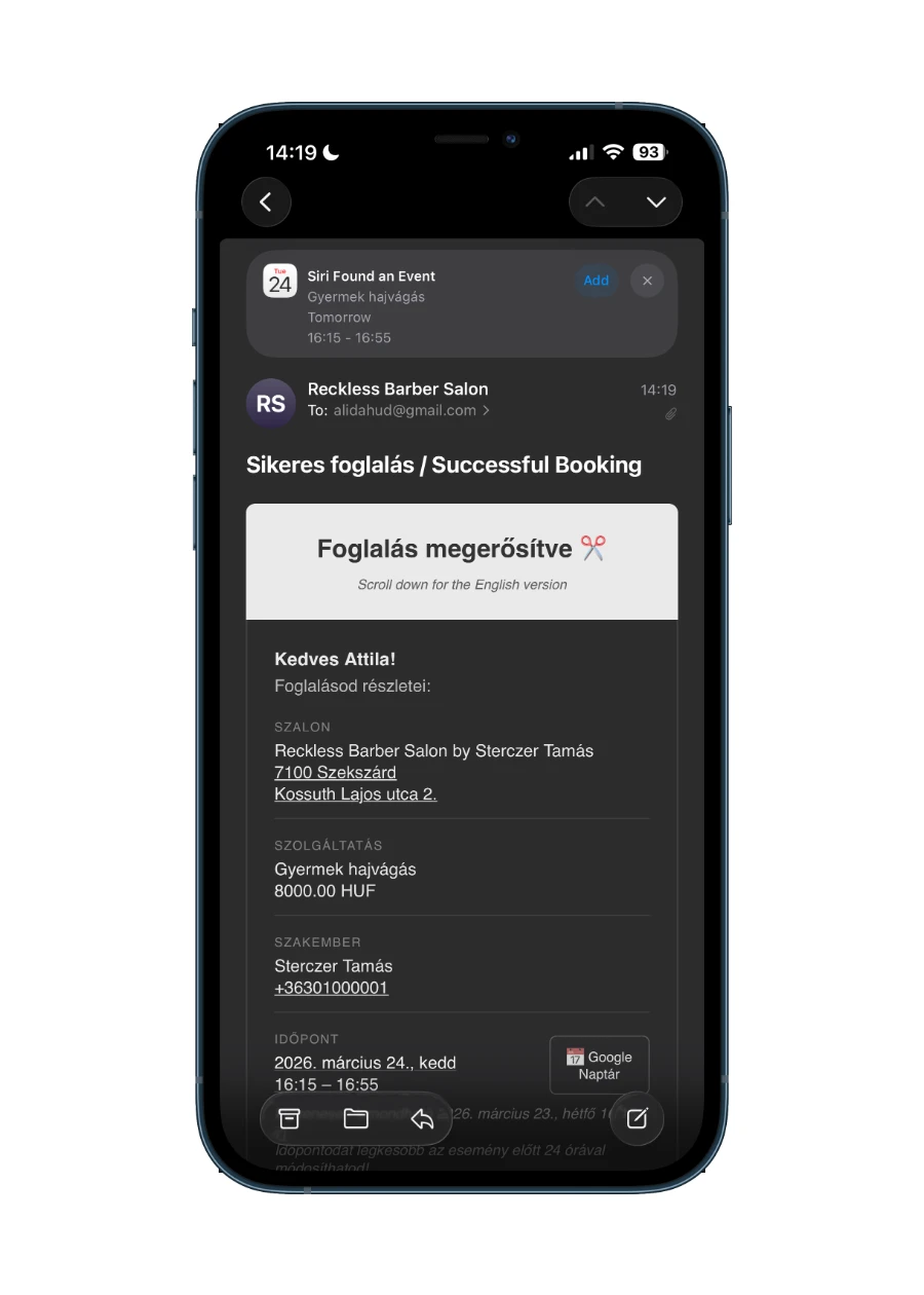 Email értesítések