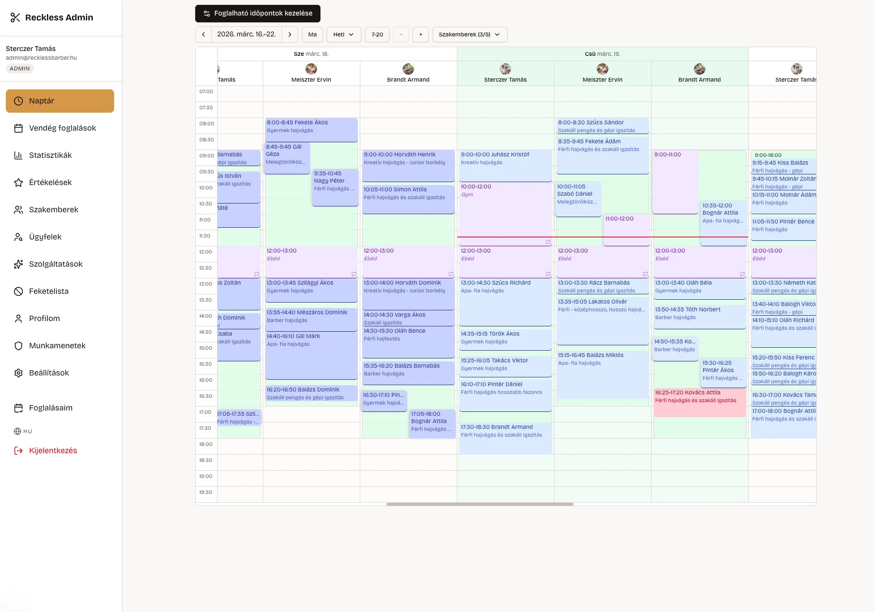 Naptár, minden szakember egy helyen